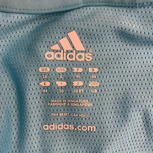 NWOT. ADIDAS V-Neck Long Sleeve Aqua Blue - Picture 6 of 10